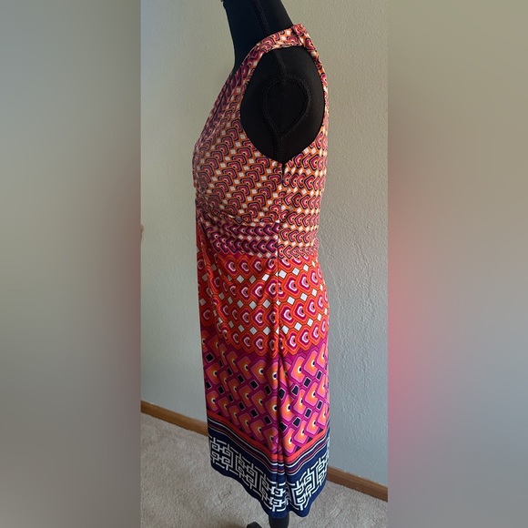 Laundry by Shelli Segal POP ORANGE MULTI CINCHED HALTER DRESS Size 6 - Picture 6 of 9